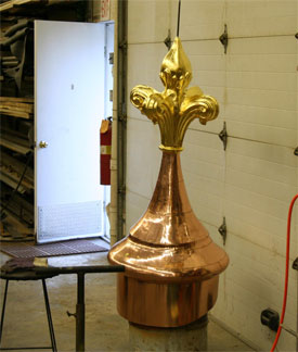 Copper finial with gilded top