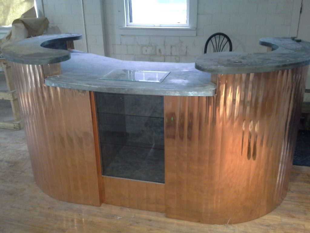 copper counter with zinc top