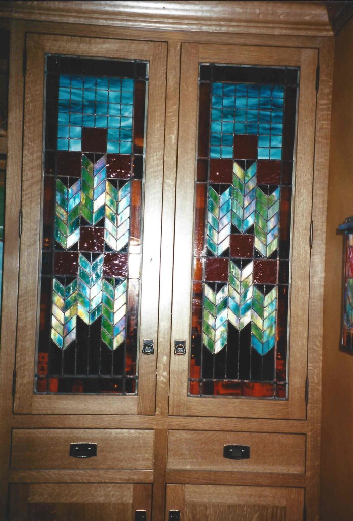 Copper foiled stained glass cabinet door inserts